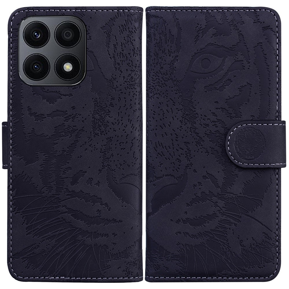 For Honor X8a 4G Wallet Case Tiger Imprinted PU Leather Flip Folio Phone Cover with Stand