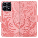 For Honor X8a 4G Wallet Case Tiger Imprinted PU Leather Flip Folio Phone Cover with Stand