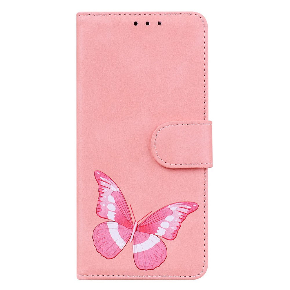 Honor X8a 4G Anti-blekning PU-lädermobilskal Fjärilstryck Plånboksfodral Fallskyddande mobilskal
