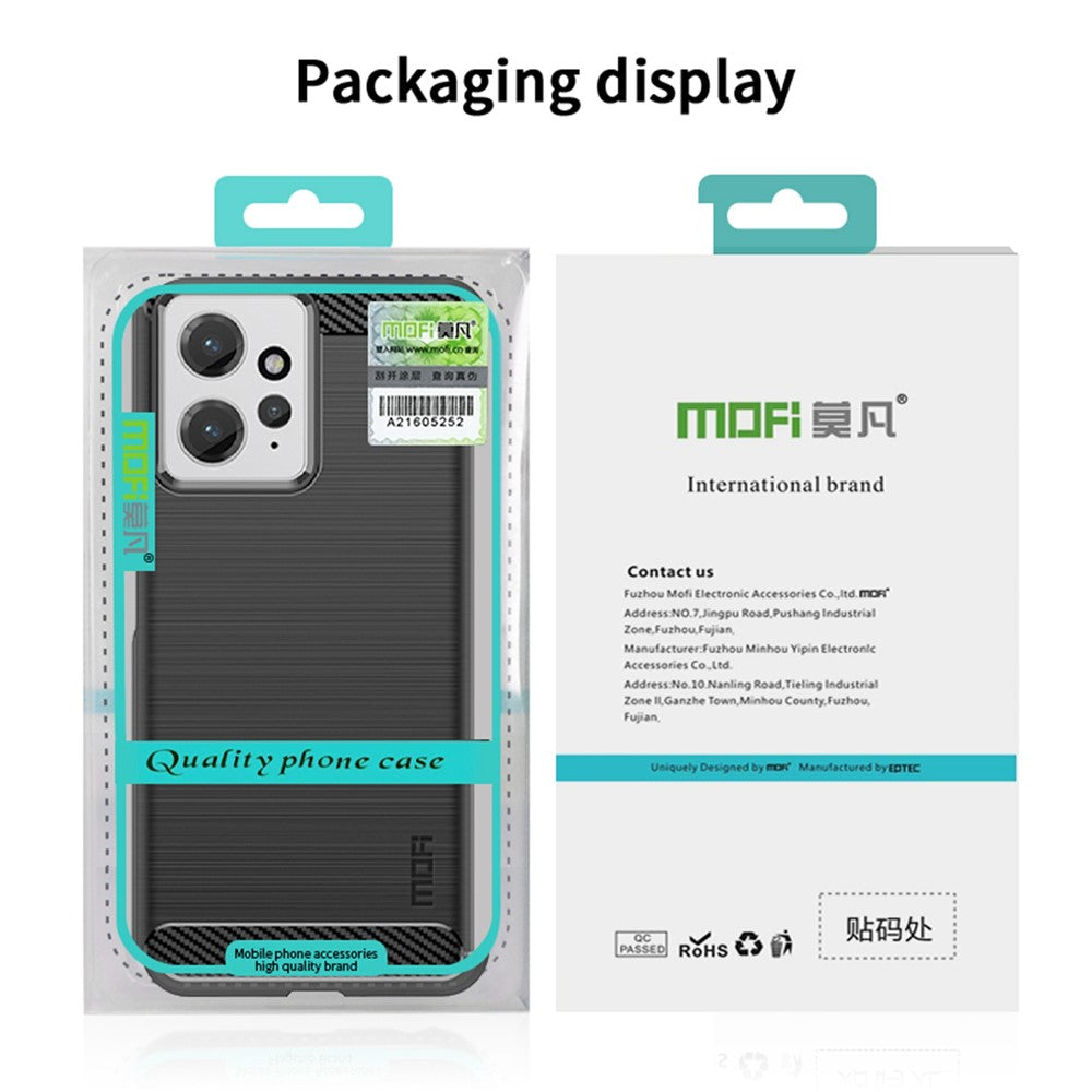 MOFI JK TPU Series-1 För Xiaomi Redmi Note 12 4G TPU mobilskal Kolfiber Borstat Skyddsfodral