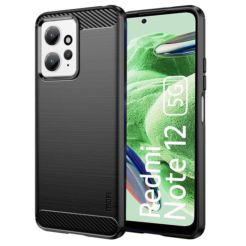 MOFI JK TPU Series-1 För Xiaomi Redmi Note 12 4G TPU mobilskal Kolfiber Borstat Skyddsfodral