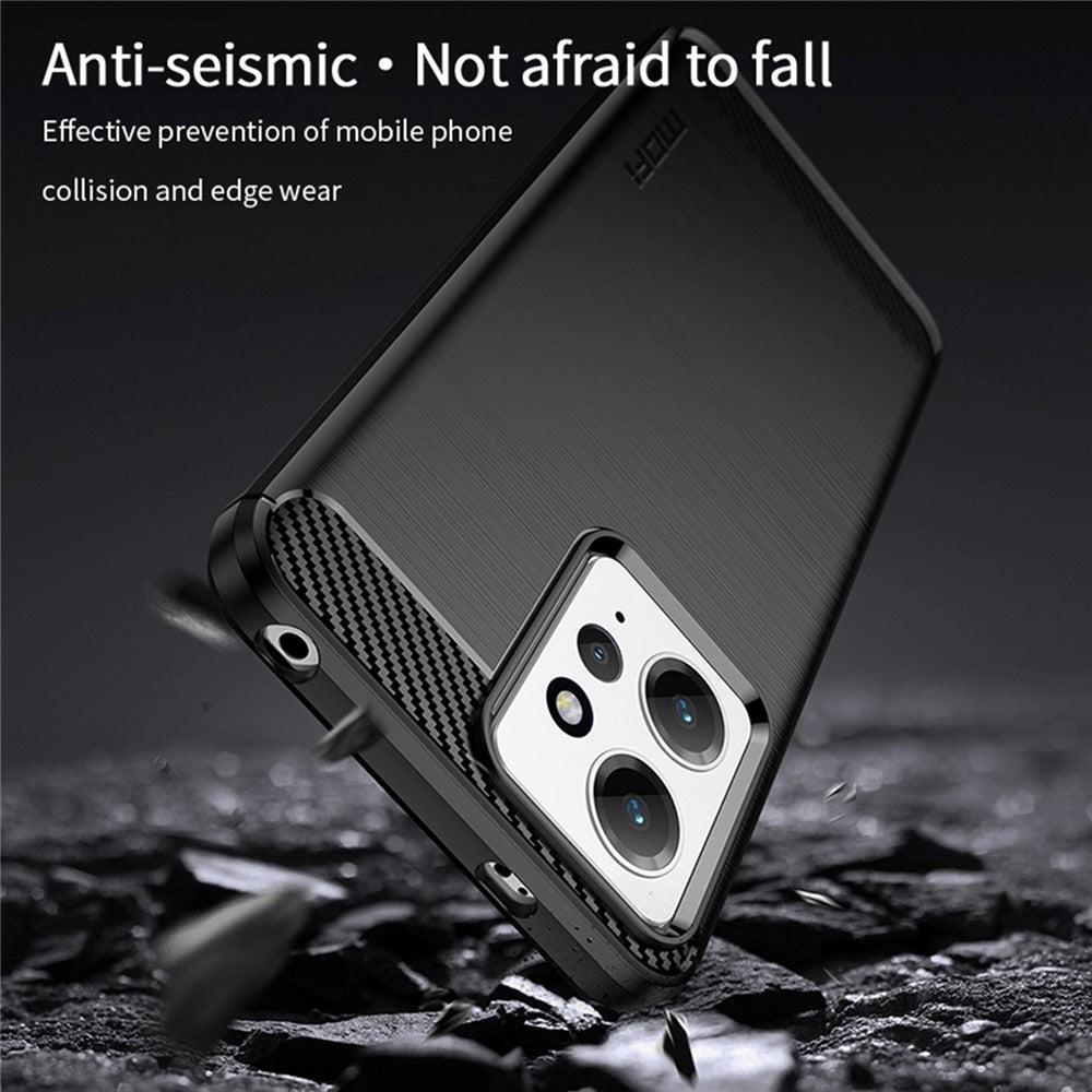 MOFI JK TPU Series-1 För Xiaomi Redmi Note 12 4G TPU mobilskal Kolfiber Borstat Skyddsfodral