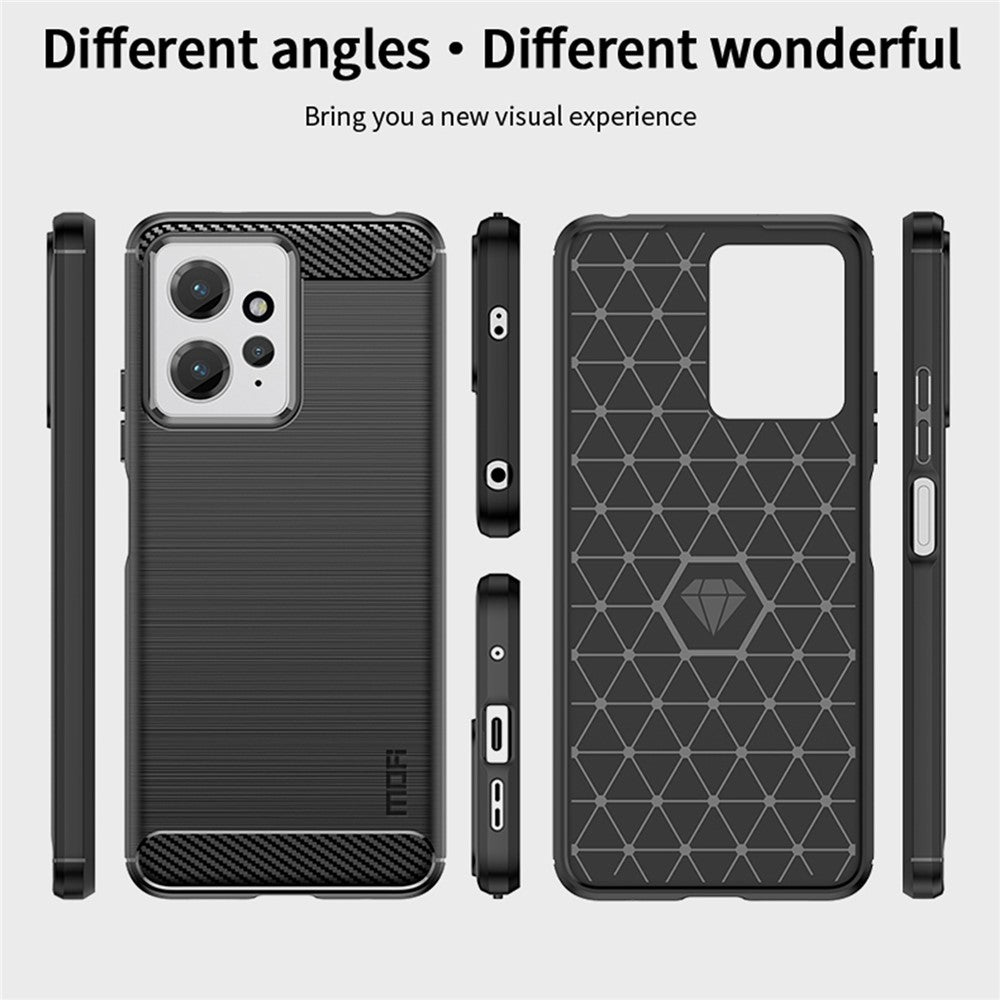 MOFI JK TPU Series-1 För Xiaomi Redmi Note 12 4G TPU mobilskal Kolfiber Borstat Skyddsfodral