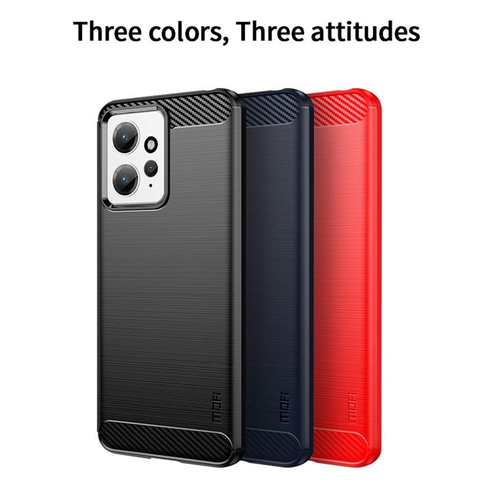 MOFI JK TPU Series-1 För Xiaomi Redmi Note 12 4G TPU mobilskal Kolfiber Borstat Skyddsfodral