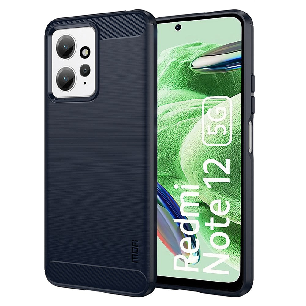 MOFI JK TPU Series-1 För Xiaomi Redmi Note 12 4G TPU mobilskal Kolfiber Borstat Skyddsfodral