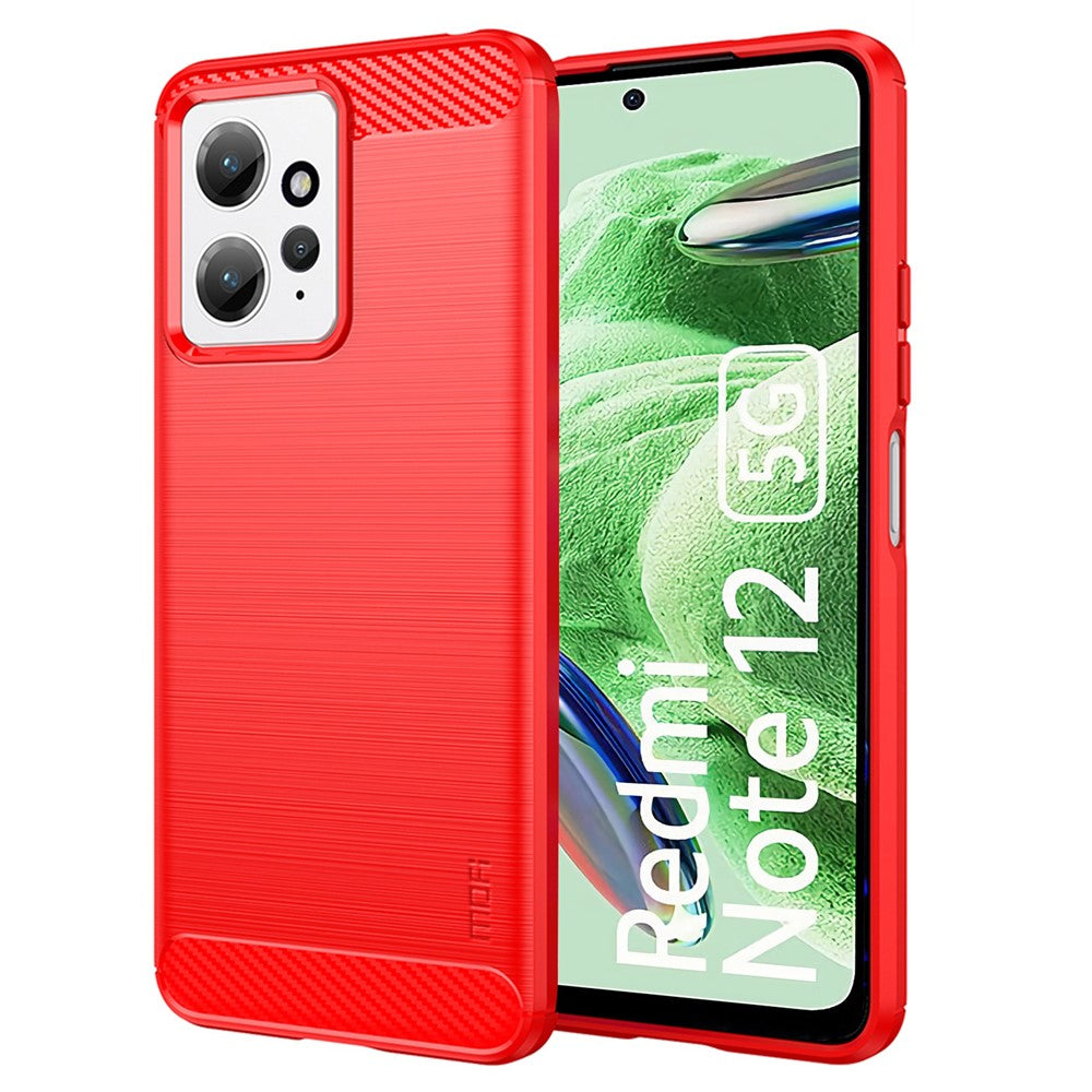 MOFI JK TPU Series-1 För Xiaomi Redmi Note 12 4G TPU mobilskal Kolfiber Borstat Skyddsfodral