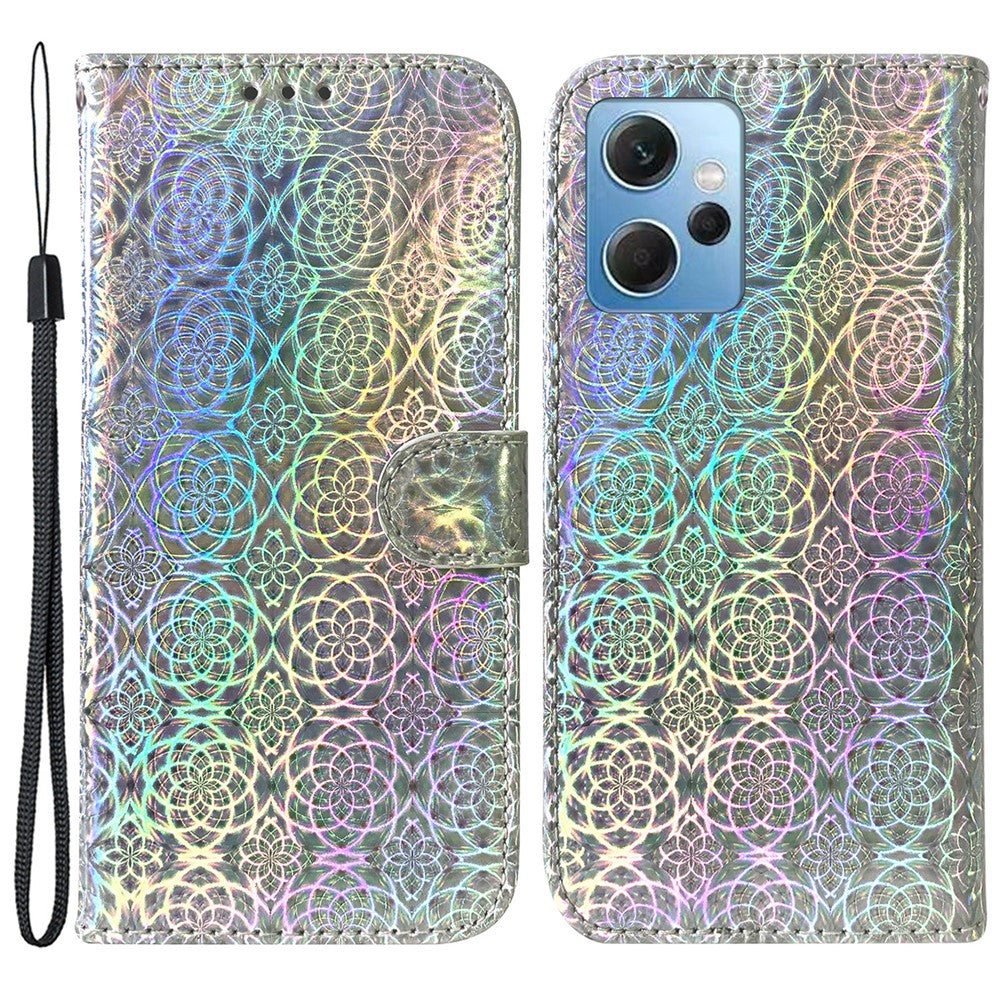PU-läderfodral med flip-mönster för mobil till Xiaomi Redmi Note 12 4G, stativfodral med dragkedja och stativ