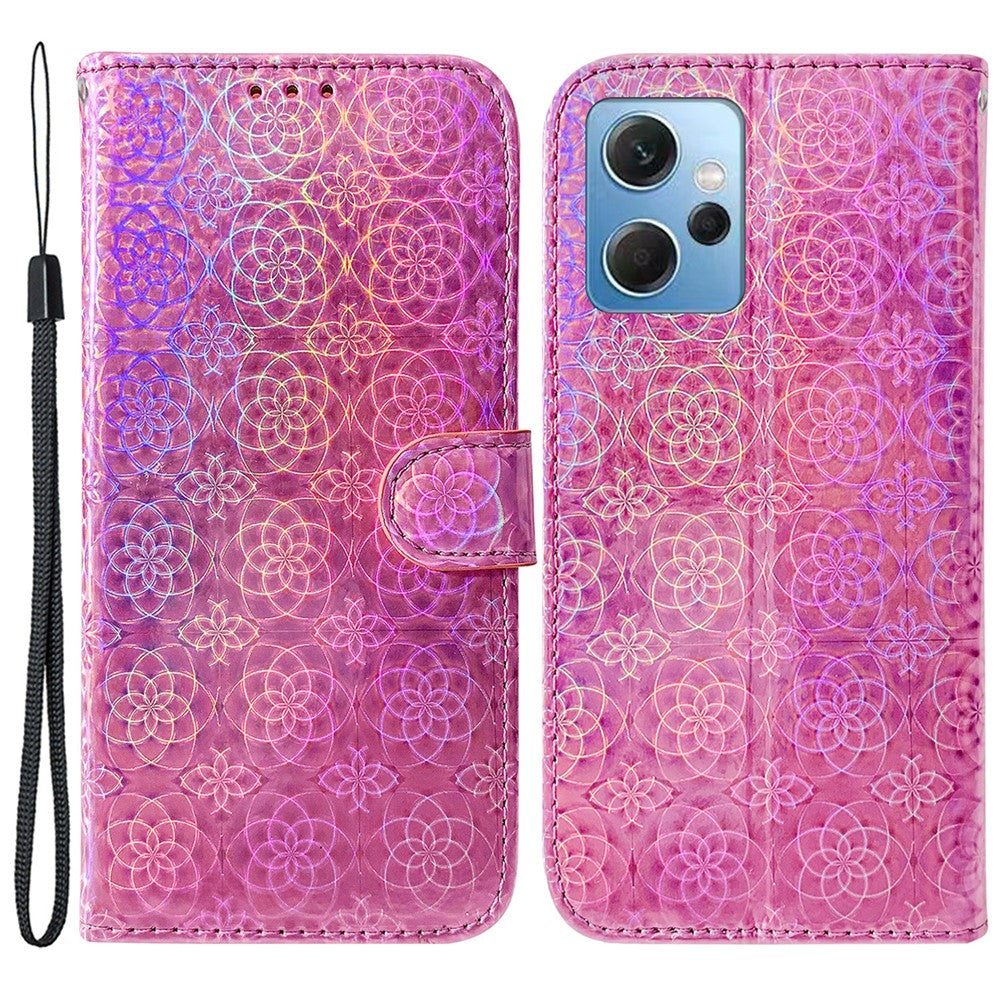PU Leather Flip Wallet Phone Case for Xiaomi Redmi Note 12 4G Dazzling Flower Pattern Stand Folio Cover
