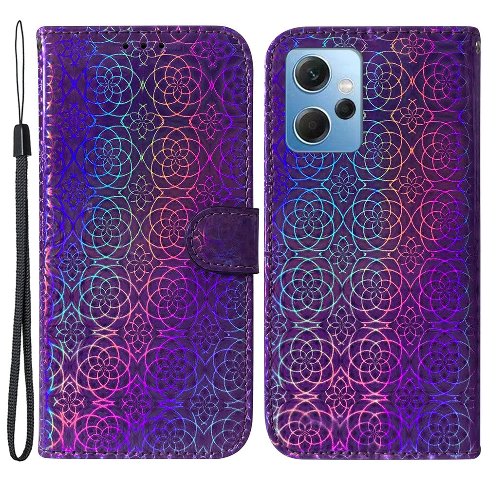 PU Leather Flip Wallet Phone Case for Xiaomi Redmi Note 12 4G Dazzling Flower Pattern Stand Folio Cover