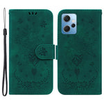 For Xiaomi Redmi Note 12 4G PU Leather Stand Case Rose Butterfly Imprinted Phone Shell Cover