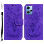 For Xiaomi Redmi Note 12 4G PU Leather Stand Case Rose Butterfly Imprinted Phone Shell Cover