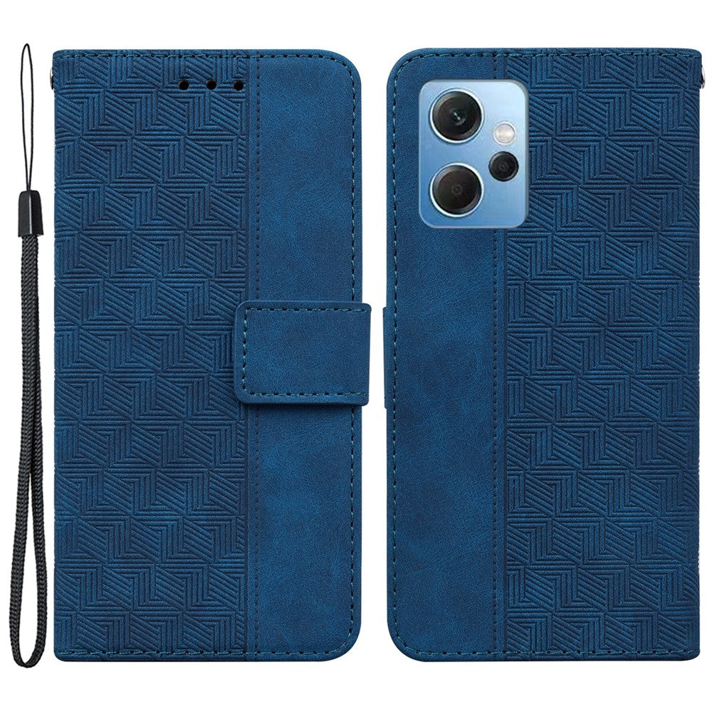 Flipfodral för Xiaomi Redmi Note 12 4G PU-läder plånboksfodral med geometriskt mönster präglat mobilfodral