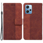Flip Case for Xiaomi Redmi Note 12 4G PU Leather Wallet Stand Geometry Pattern Imprinted Phone Cover