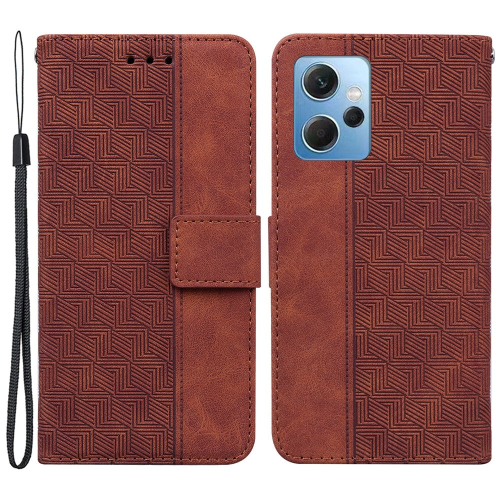 Flipfodral för Xiaomi Redmi Note 12 4G PU-läder plånboksfodral med geometriskt mönster präglat mobilfodral