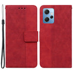 Flip Case for Xiaomi Redmi Note 12 4G PU Leather Wallet Stand Geometry Pattern Imprinted Phone Cover