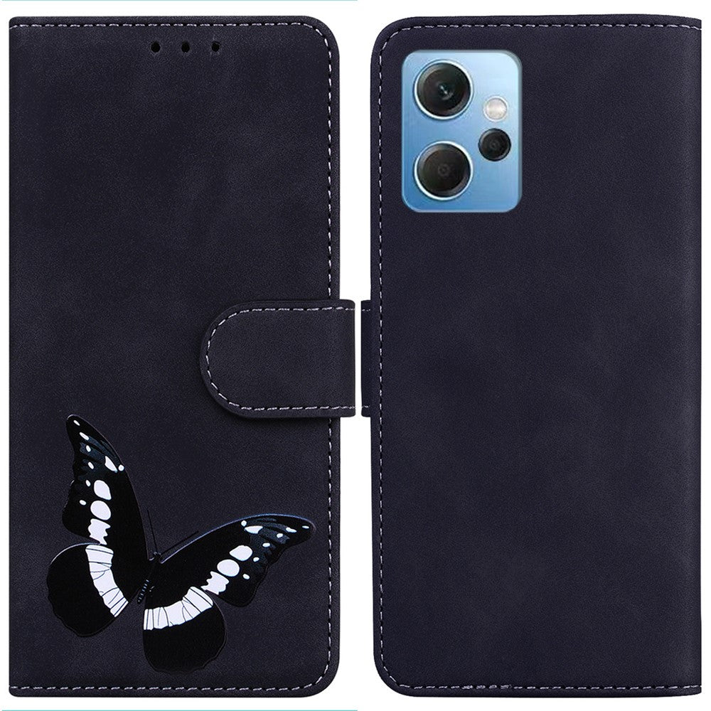 For Xiaomi Redmi Note 12 4G PU Leather Wallet Cover Butterfly Printing Flip Stand Shockproof Phone Case