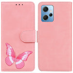 For Xiaomi Redmi Note 12 4G PU Leather Wallet Cover Butterfly Printing Flip Stand Shockproof Phone Case