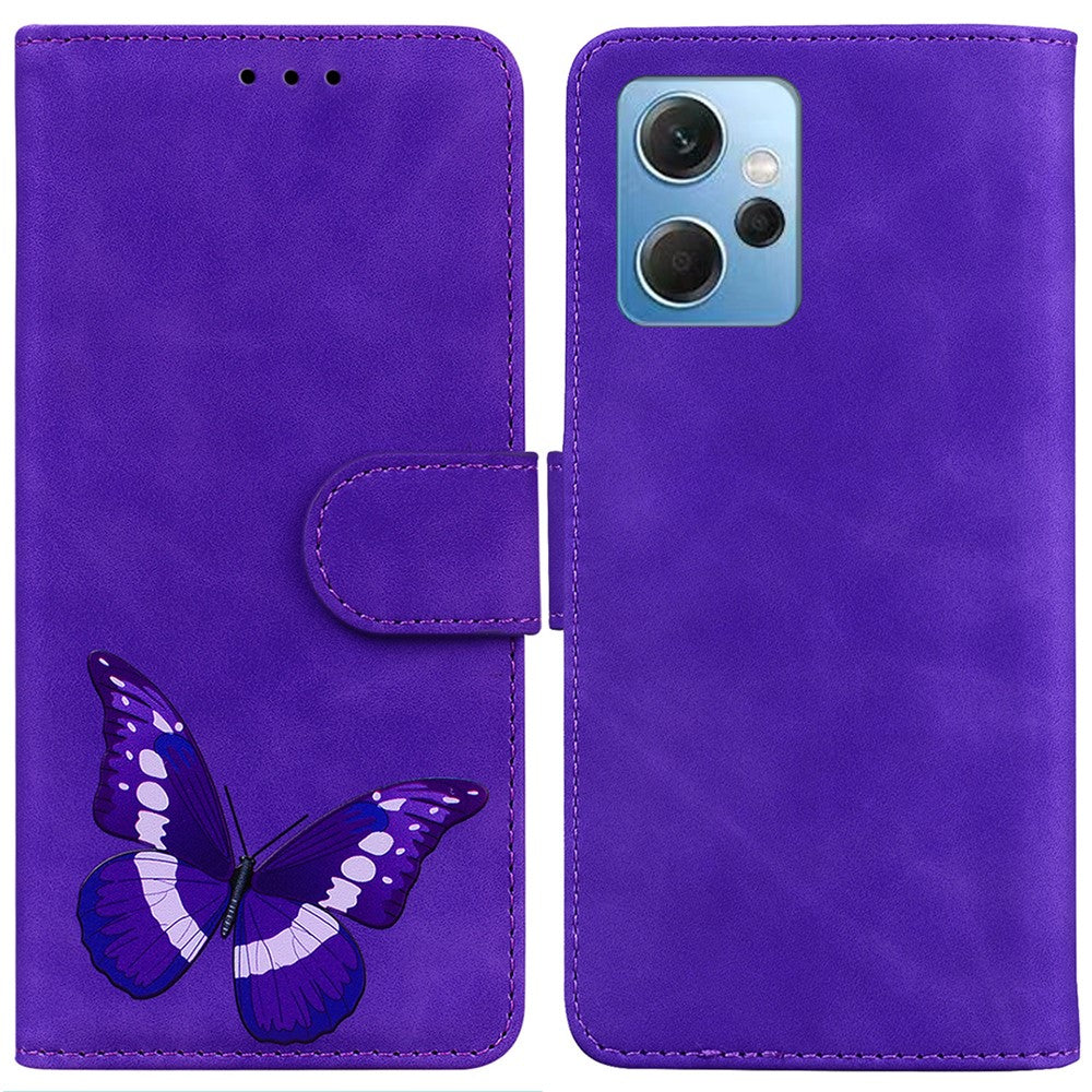 For Xiaomi Redmi Note 12 4G PU Leather Wallet Cover Butterfly Printing Flip Stand Shockproof Phone Case
