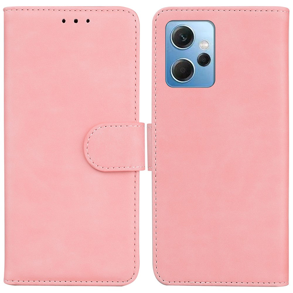 Wallet Phone Case for Xiaomi Redmi Note 12 4G Solid Color PU Leather Flip Stand Shockproof Cover