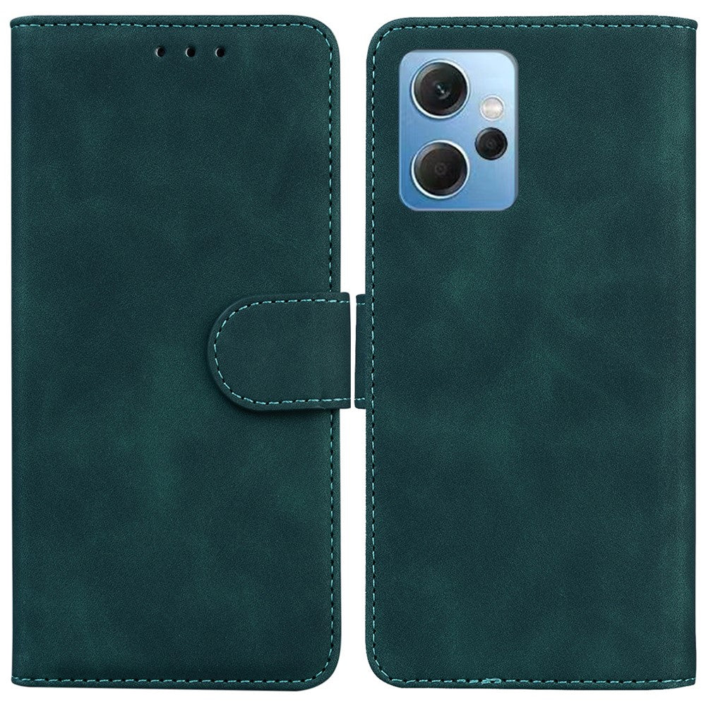 Wallet Phone Case for Xiaomi Redmi Note 12 4G Solid Color PU Leather Flip Stand Shockproof Cover