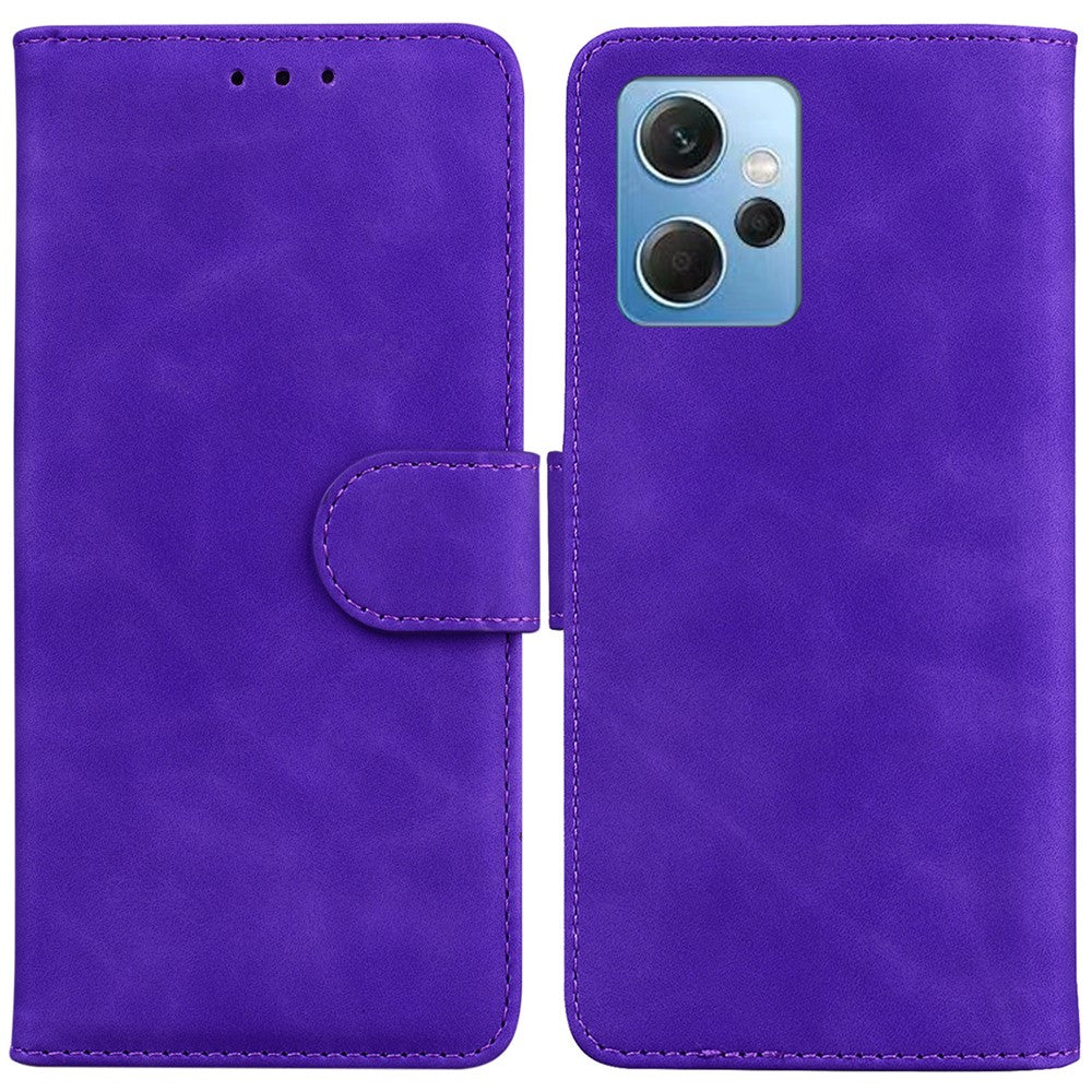 Wallet Phone Case for Xiaomi Redmi Note 12 4G Solid Color PU Leather Flip Stand Shockproof Cover
