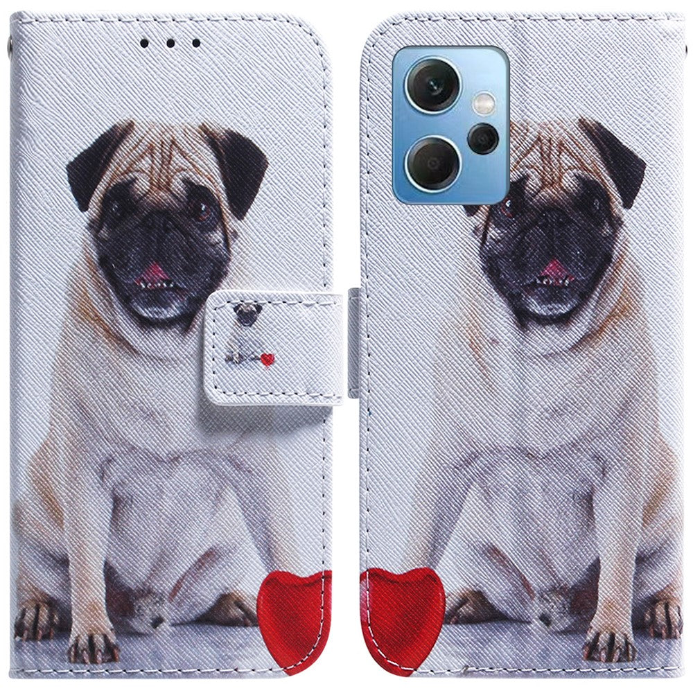 Xiaomi Redmi Note 12 4G Stötsäkert Mönstertryck mobilfodral Läderplånboksskal