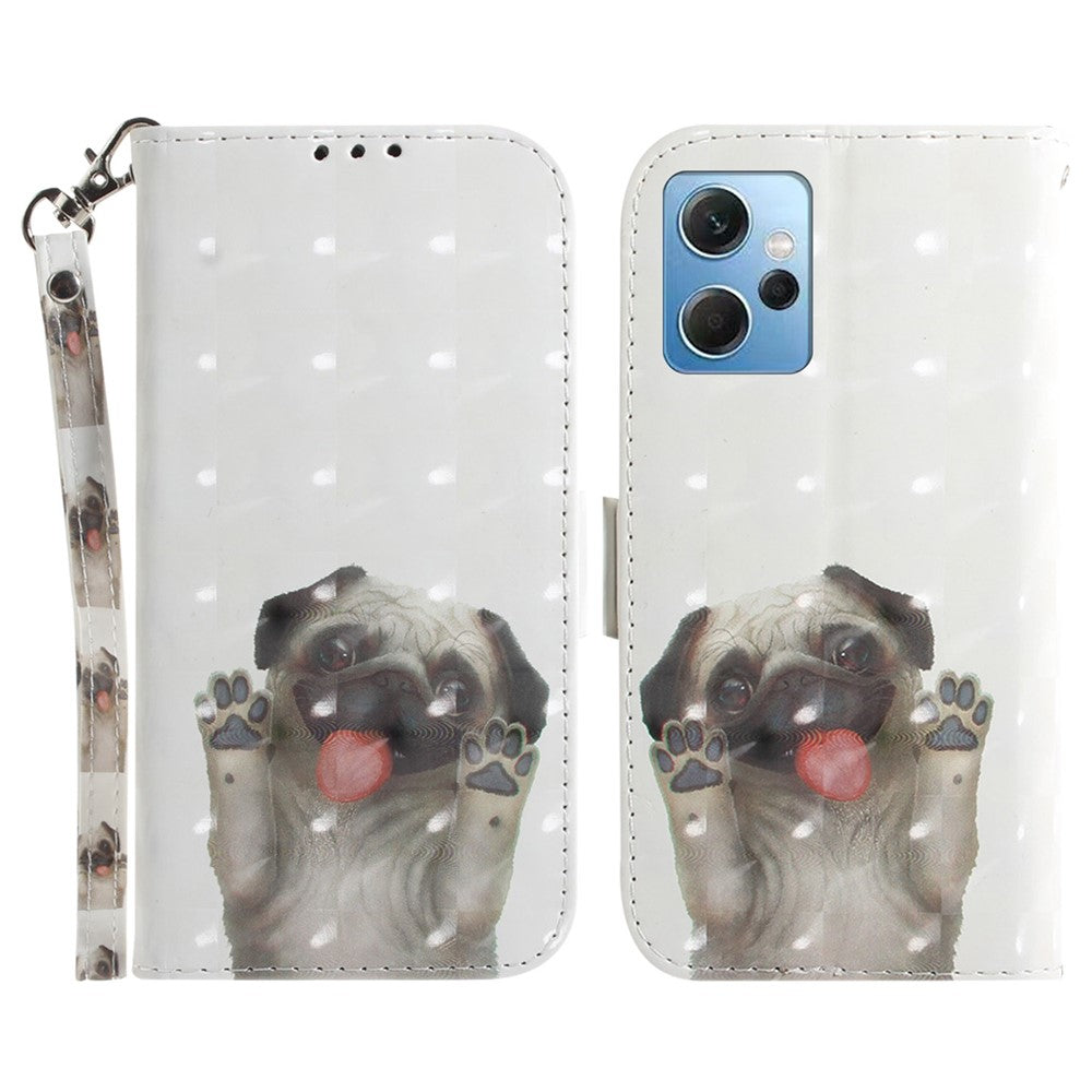 For Xiaomi Redmi Note 12 4G Phone Case, PU Leather Pattern Printing Wallet Stand Cover with Strap