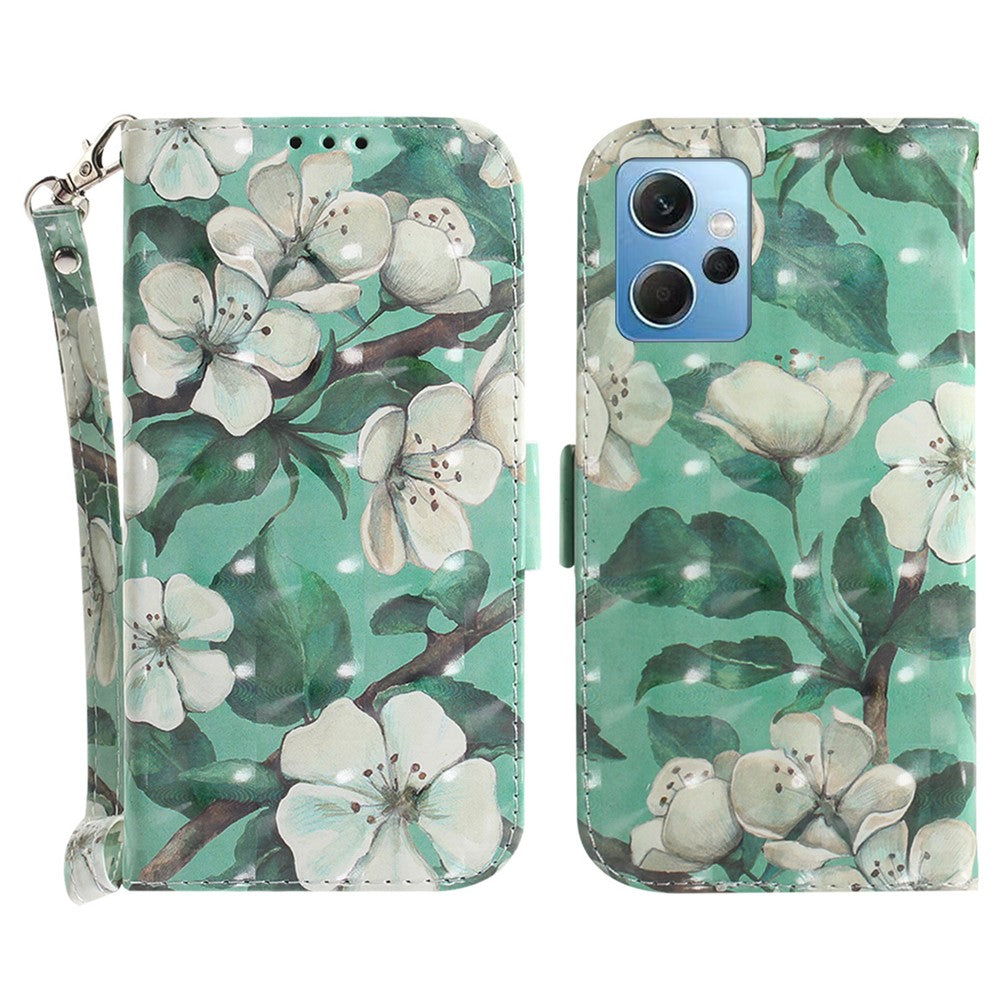 For Xiaomi Redmi Note 12 4G Phone Case, PU Leather Pattern Printing Wallet Stand Cover with Strap