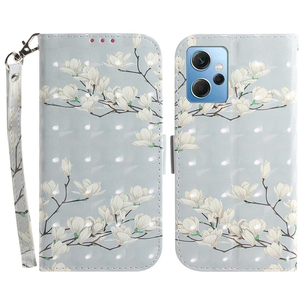 For Xiaomi Redmi Note 12 4G Phone Case, PU Leather Pattern Printing Wallet Stand Cover with Strap