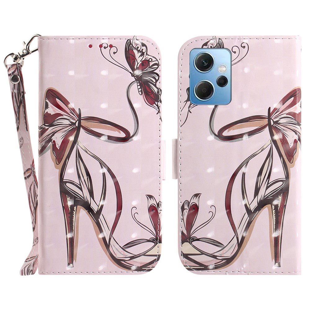 For Xiaomi Redmi Note 12 4G Phone Case, PU Leather Pattern Printing Wallet Stand Cover with Strap