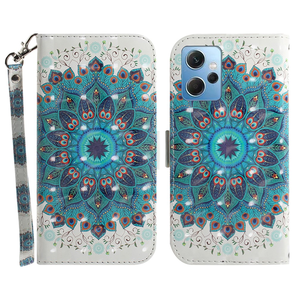 For Xiaomi Redmi Note 12 4G Phone Case, PU Leather Pattern Printing Wallet Stand Cover with Strap