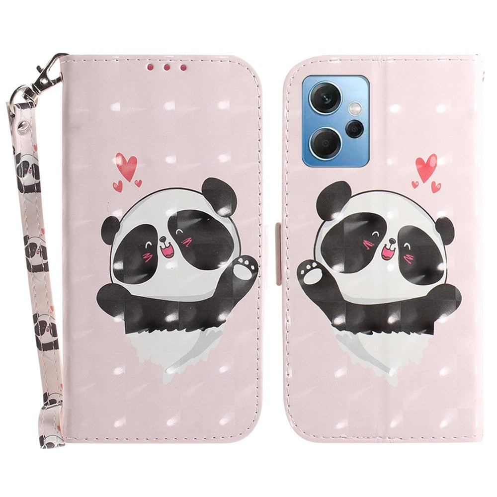 For Xiaomi Redmi Note 12 4G Phone Case, PU Leather Pattern Printing Wallet Stand Cover with Strap