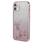 KADEM Electroplating TPU Phone Case for iPhone 11 6.1 inch, Flower Rhinestone Decor Phone Cover