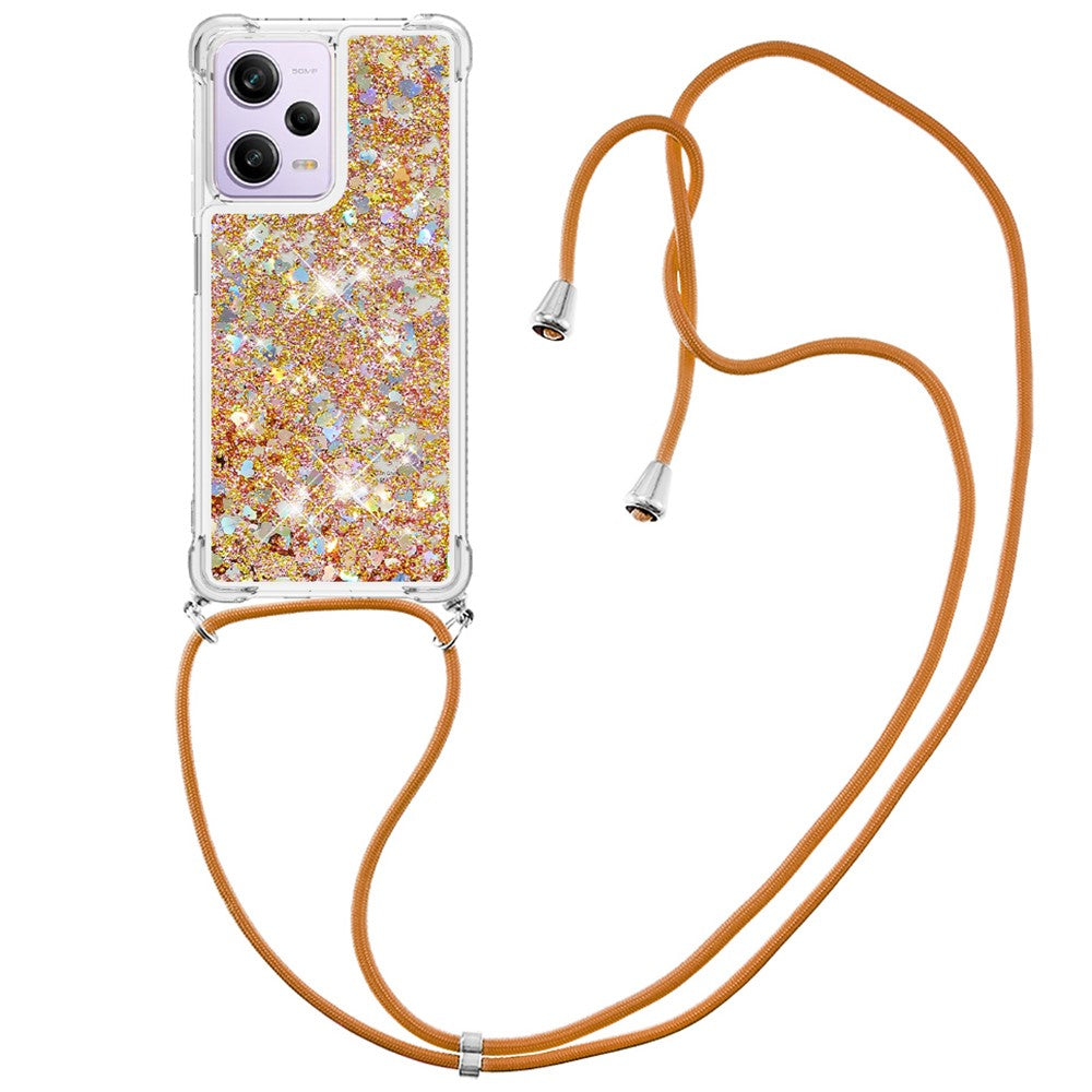 For Xiaomi Redmi Note 12 Pro 5G / Note 12 Pro Speed 5G / Poco X5 Pro 5G TPU Case Quicksand Design Phone Cover with Lanyard