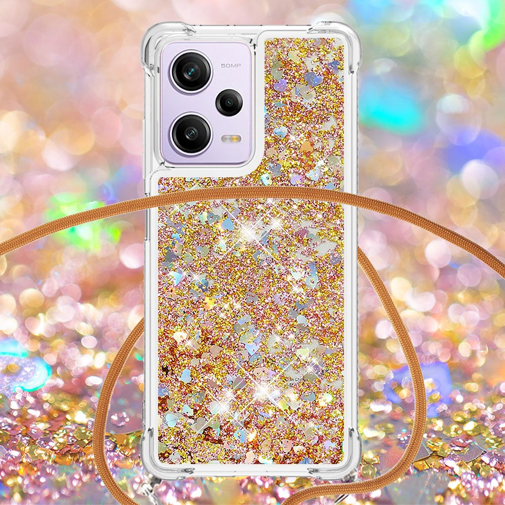 For Xiaomi Redmi Note 12 Pro 5G / Note 12 Pro Speed 5G / Poco X5 Pro 5G TPU Case Quicksand Design Phone Cover with Lanyard
