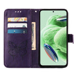 For Xiaomi Redmi Note 12 5G (Global) / (India) / (China) / Poco X5 5G Wallet Case with Wrist Strap Butterfly Imprint Leather Phone Cover