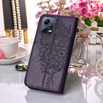 For Xiaomi Redmi Note 12 5G (Global) / (India) / (China) / Poco X5 5G Wallet Case with Wrist Strap Butterfly Imprint Leather Phone Cover