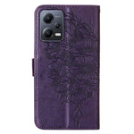 For Xiaomi Redmi Note 12 5G (Global) / (India) / (China) / Poco X5 5G Wallet Case with Wrist Strap Butterfly Imprint Leather Phone Cover