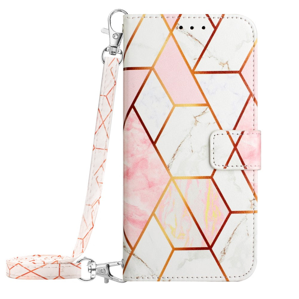 For Xiaomi Redmi Note 12 5G (China) / (Global) / Poco X5 5G Leather Case with Shoulder Strap Marble Pattern Phone Cover