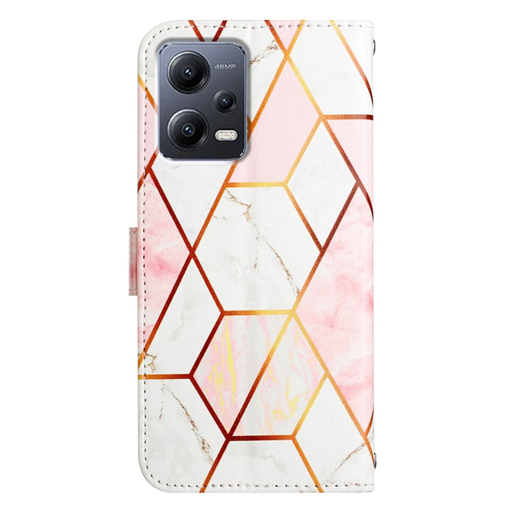 For Xiaomi Redmi Note 12 5G (China) / (Global) / Poco X5 5G Leather Case with Shoulder Strap Marble Pattern Phone Cover