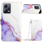 For Xiaomi Redmi Note 12 5G (China) / (Global) / Poco X5 5G Leather Case with Shoulder Strap Marble Pattern Phone Cover