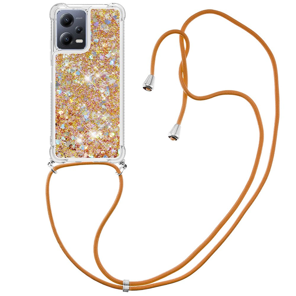 For Xiaomi Redmi Note 12 5G (Global) / (India) / (China) / Poco X5 5G TPU Case Quicksand Design Phone Cover with Lanyard