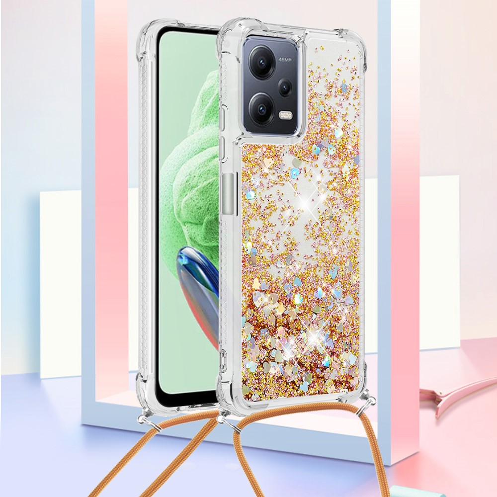 For Xiaomi Redmi Note 12 5G (Global) / (India) / (China) / Poco X5 5G TPU Case Quicksand Design Phone Cover with Lanyard
