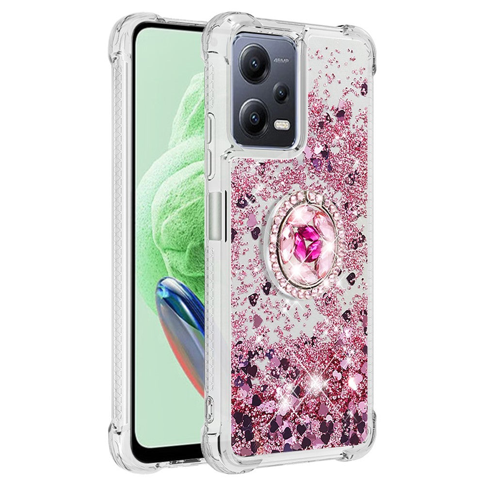 For Xiaomi Redmi Note 12 5G (Global) / (India) / (China) / Poco X5 5G TPU Case with Kickstand Quicksand Shockproof Cover