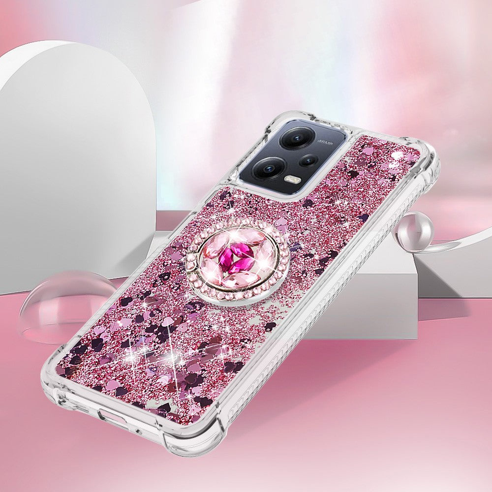 For Xiaomi Redmi Note 12 5G (Global) / (India) / (China) / Poco X5 5G TPU Case with Kickstand Quicksand Shockproof Cover