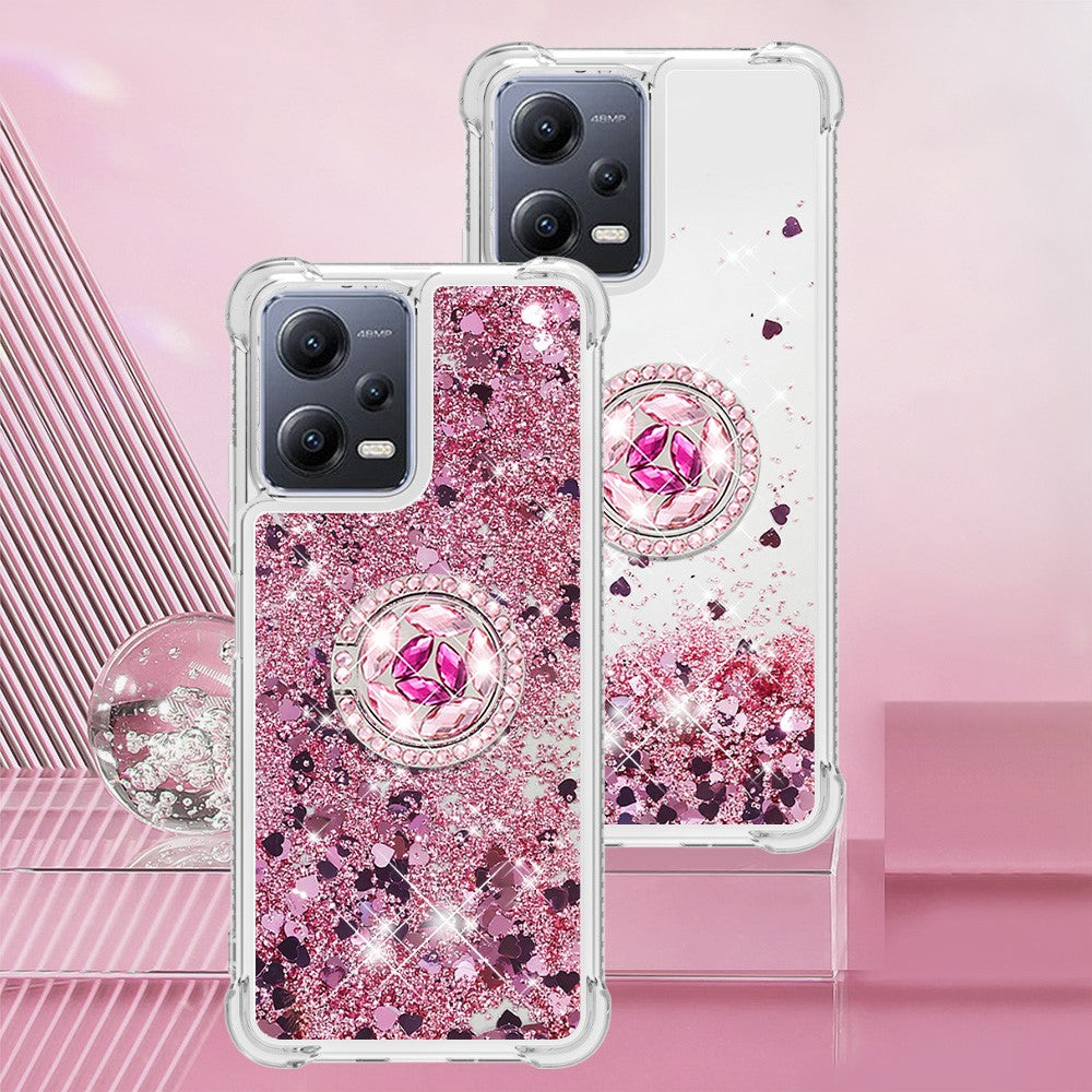 For Xiaomi Redmi Note 12 5G (Global) / (India) / (China) / Poco X5 5G TPU Case with Kickstand Quicksand Shockproof Cover