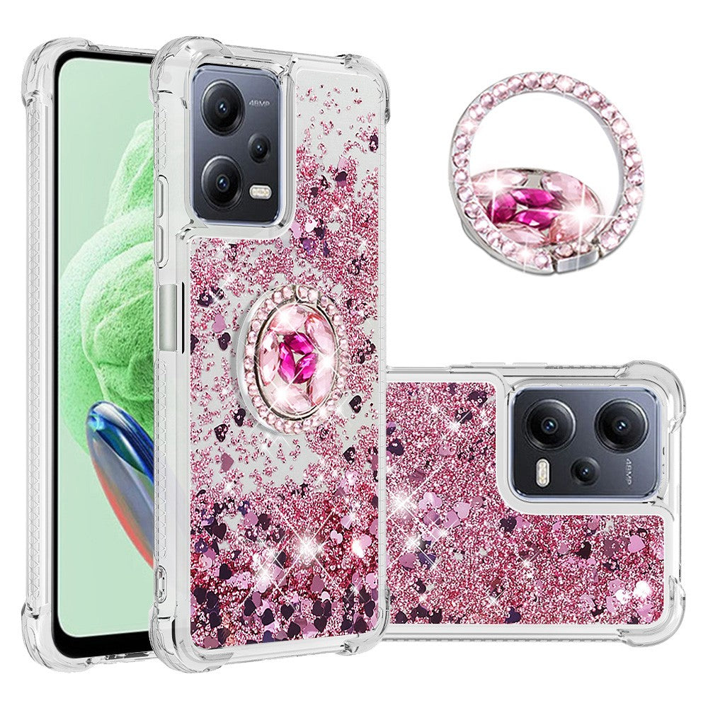 For Xiaomi Redmi Note 12 5G (Global) / (India) / (China) / Poco X5 5G TPU Case with Kickstand Quicksand Shockproof Cover