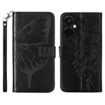 For OnePlus Nord CE 3 Lite 5G / Nord N30 5G Wallet Case with Wrist Strap Butterfly Imprint Leather Phone Cover