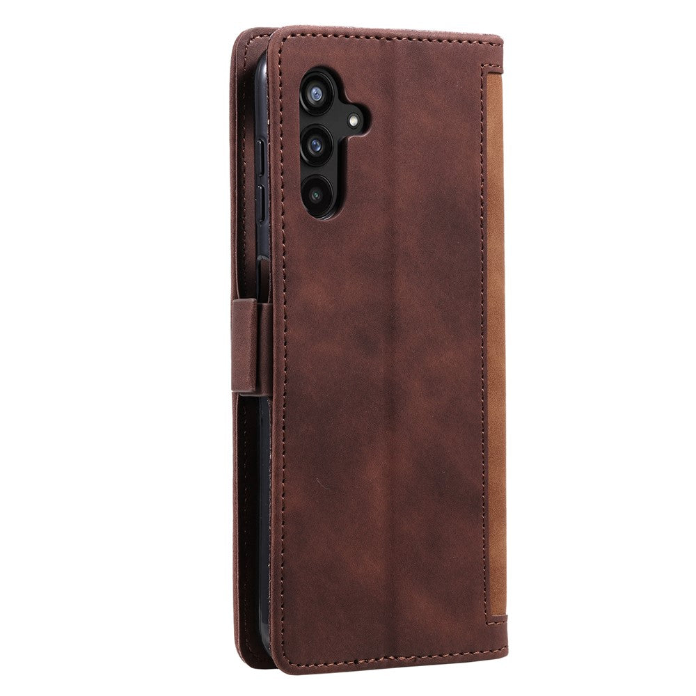 mobilskal till Samsung Galaxy A54 5G Retro Color Splicing PU-läder Flip Stand Plånboksfodral med rem