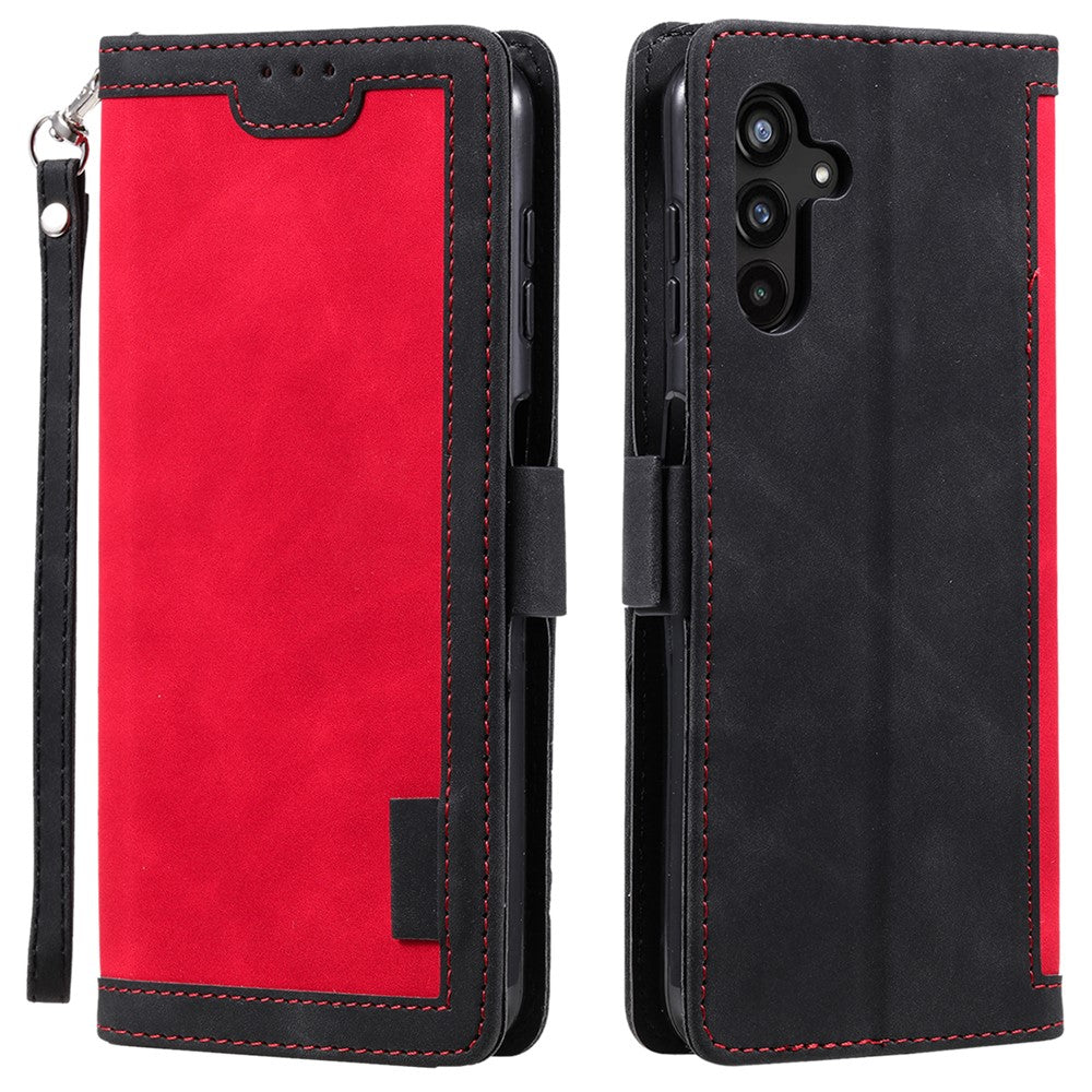 mobilskal till Samsung Galaxy A54 5G Retro Color Splicing PU-läder Flip Stand Plånboksfodral med rem